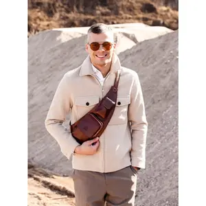 Full Grain Leather Cross Body Bag, Chest Bag, Leather Utility Bag, Personalized Birthday Gift for Him, Birthday Gift for Men