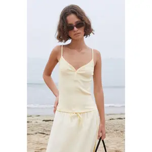 John Galt Women's Yellow Lorene Button Tank Top