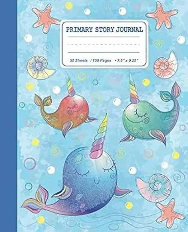 Primary Story Journal: Draw and Write Composition Notebook for Kids: K-2 Creative Story Journal For Handwriting and Sketching. Cute Narwhal Design