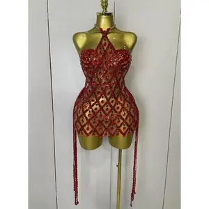 Kyra Sparkly Sequin Diamond Mesh Two-Piece Dress Set