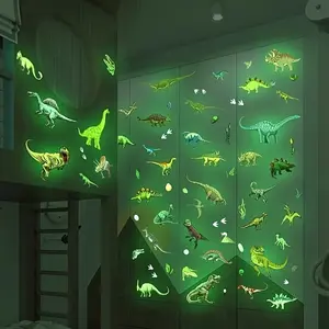 Luminous Dinosaur Wall Stickers, Glow in Dark Removable Decals for Living Room & Bedroom, Home Decor Set, Night Glow Wall Art, Easy to Remove, Household Decoration Supplies