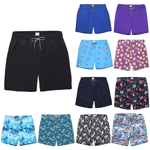 Men's Brightly Colored Graphic Hawaiian Surf Swim Trunks - Quick Dry, Keep Dry, Lightweight Fabric, Built-in Mesh Liner, Pockets, Above-the-Knee Running Beachwear (XL, XXL)