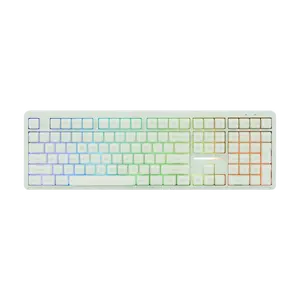 MechLands M108 100% Full Size Keyboard with Numpad, Creamy Membrane Keyboard, 3 Modes Wireless, 5000mAh Battery, PBT Keycaps, RGB Backlight, 26-Key Rollover for Win/Mac, PC Game/Office