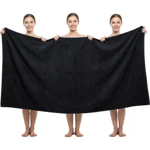 1 Pack Jumbo 40 x 80 Inches Microfiber Oversized Bath Sheet Extra Large Lightweight Quick-Dry Super Soft Highly Absorbent Bath Towel for Bathroom, Black
