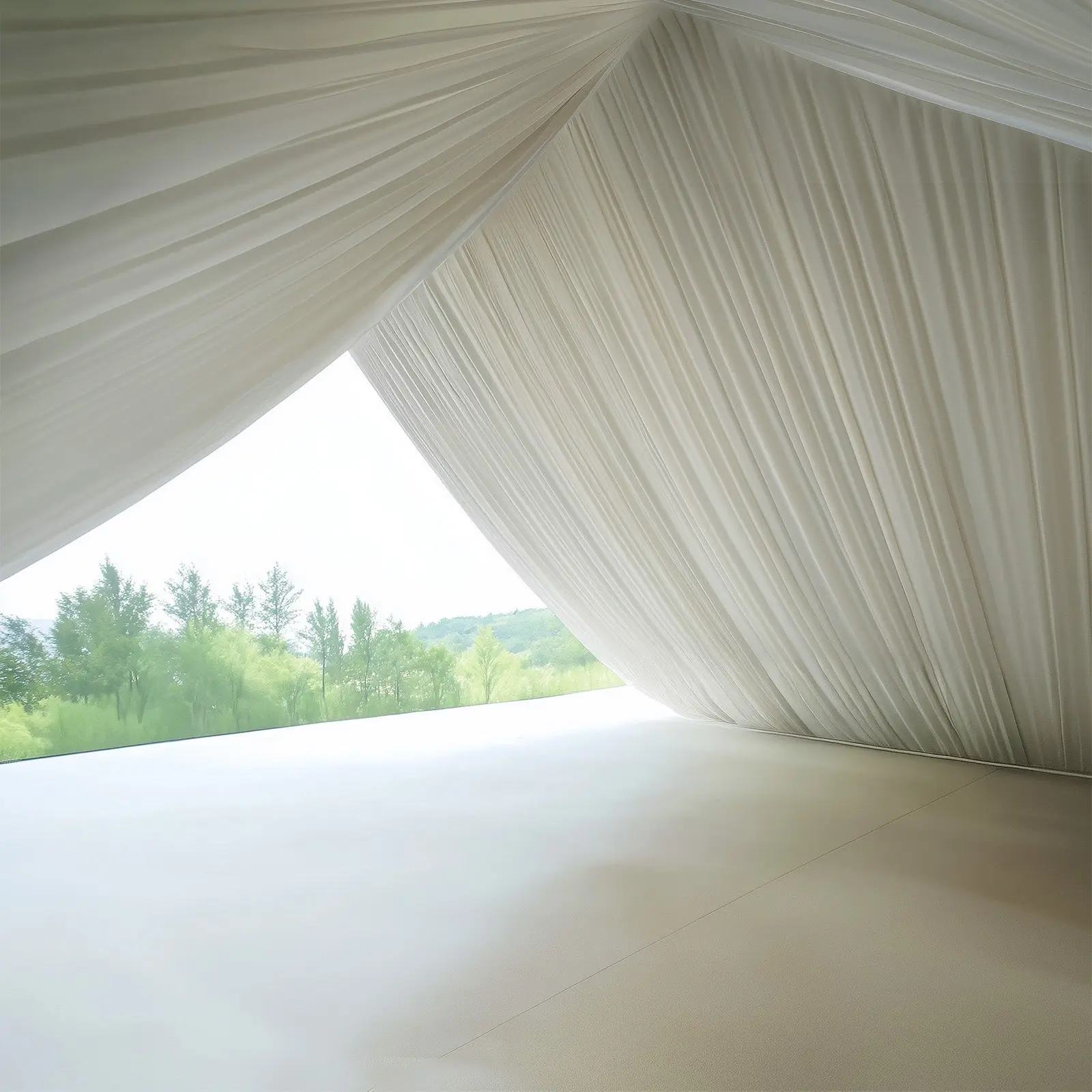 Rectangular 1-Piece Premium Stretch Spandex Tent Ceiling Drape - 25ft x 36ft Ivory 180GSM Wrinkle-Free Fabric Ceiling Liner with Pole Pockets, Ideal for Weddings, Wedding, Outdoor Canopy, Pole Pocket Fit, One-Piece