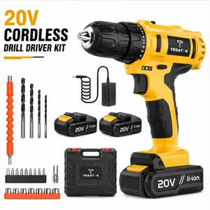 20V Cordless Drill Driver Kit, 35Nm Torque, 2-Speed Control Power Drill Set for Tools & Hardware Use Cases Impact Lithium High Wrench