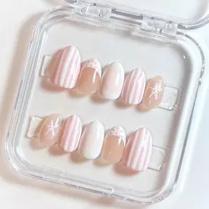 Pink Coast | Hand-Painted Press-On Nails