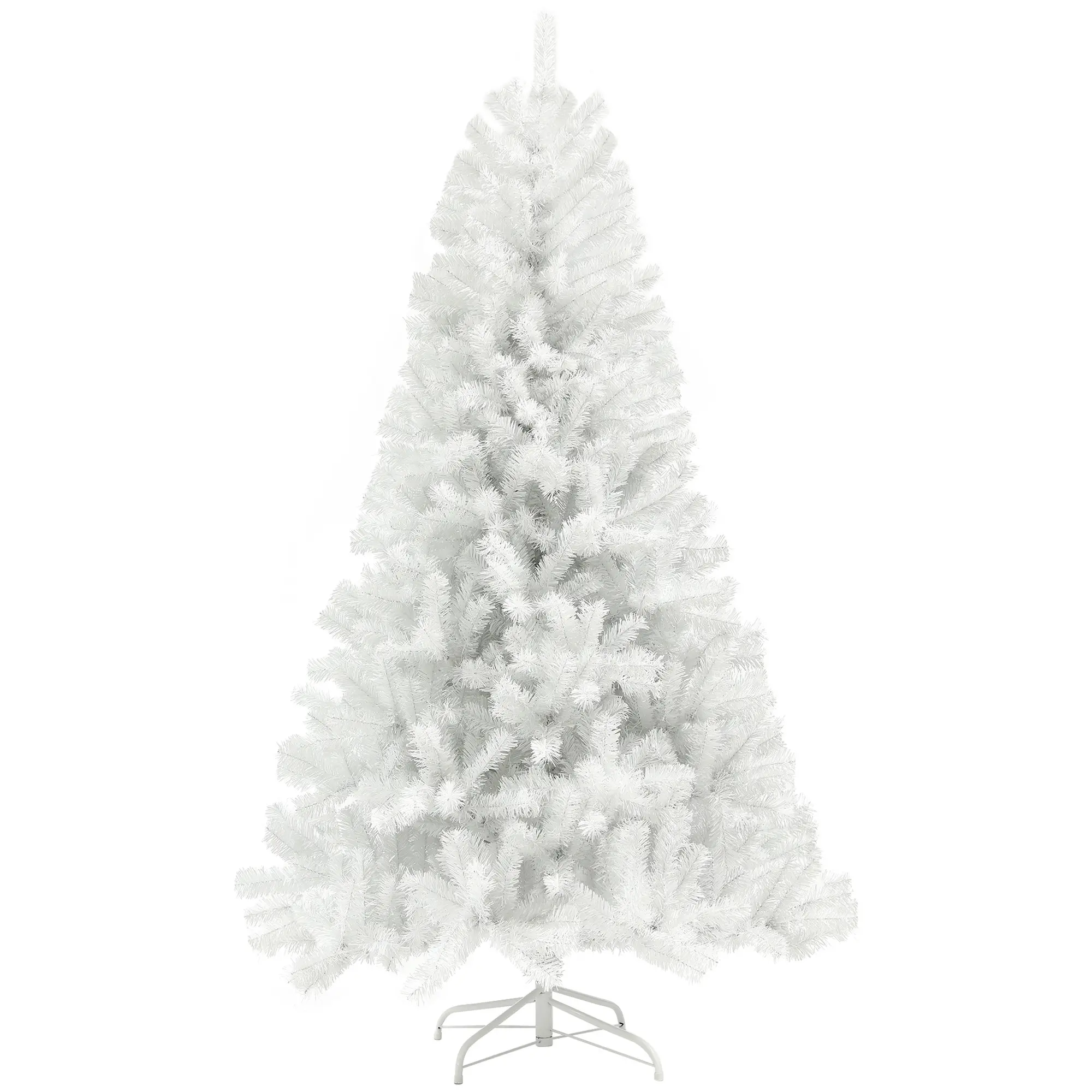 7.5ft Classic Unlit White Artificial Christmas Tree, Wide Body with 1346 Layered Branches, Auto-Open Hinged Structure, Flame-Retardant Construction, Durable Steel Base, Low-Maintenance Boxed Large-Space Christmas Decoration, Christmas Decorations