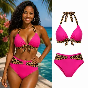 Kaymaluxe Women’s Pink Leopard 2PCS Bikini Set