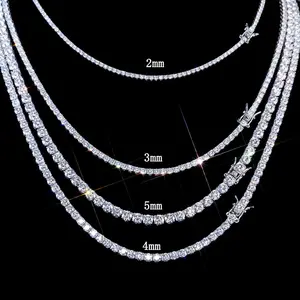 Hip-Hop Zircon Tennis Necklace Light Luxury Full Diamond 2mm 3mm 4mm 5mm Versatile Simple Fashion Accessory for Various Occasions