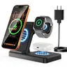 3-in-1 Folding Adjustable 3-Way Wireless Charging Station - Portable LED Chargeable Phone Charger for Cellphone, Smartwatch, AirPods with USB Cable Compatibility (Requires 20W+ Adapter) | TikTok Back to School Accessory