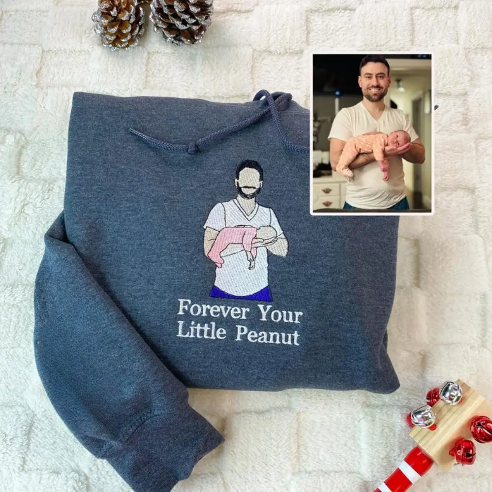 [Custom] Perfect Gift for Father's Day, EST 2025 Dad Embroidered Hoodie with Photo, Custom Dad Printed Sweatshirt from Photo, Dad and Son Shirt