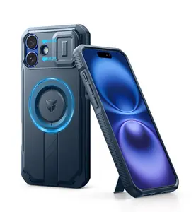 Dexnor for iPhone 16 Plus Case with Slide Camera Cover & Adjustable Kickstand, Magnetic Rugged Shockproof Bumper Cases Heavy-Duty Mangetic Protective Cover