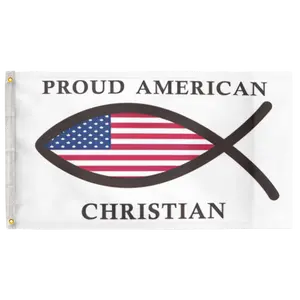 American Christian USA Flag 3'X5' Flag 100D Polyester (90cm x 150cm) Christian Flag (C18) RolFlags