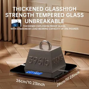 scale, 396lb digital bathroom scale, high precision weight scale, with LED HD display and temperature display, switchable between kilograms pounds, extra wide platform, high precision weighing