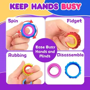 Rotating Sensory Fidget Ring Toy - Spinning Finger Gyro, Detachable Massage Ring, Stress Relief Toy for Kids & Adults BJD Doll with Ball Joints and Hand Set