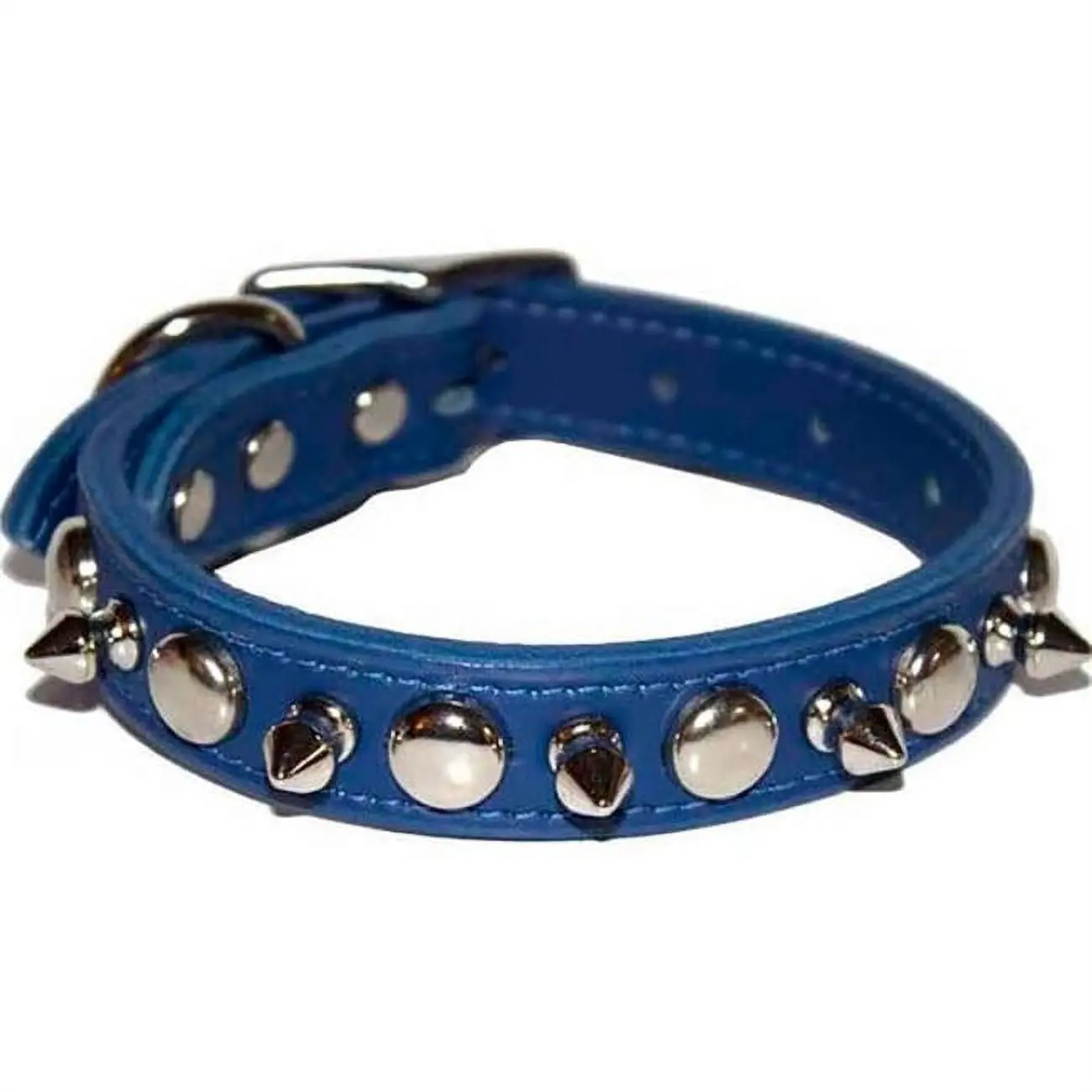 Leather Brothers 6079-BL14 0.5 x 14 in. Spike & Stud Dog Collar, Blue