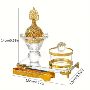 Creative Crystal Aromatherapy Burner Party Dual-Purpose Candle Holder Festival Decoration Ornament Incense Burner with Free Charcoal Fire Clip