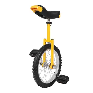 Wheel Unicycle with Steel Rim Skid-Proof Tire Adjustable Seat Sports Exercise Bicycle for Daily Fitness Outdoor Wheeled Unicycle, Height Adjustable Unicycle, Unicycle, Interesting Chrome-Plated Unicycle with 16-inch Wheels