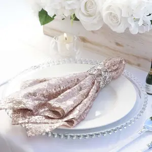 Sequin Napkin 20"x20" Blush - Sparkling Reusable Cloth Napkin