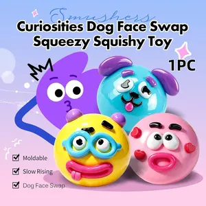 Dog Face Change Soft Plush Stress Relief Toy, Slow Rebound Moldable Fun Desk Decor, Anxiety Alleviation Plaything, Cute Pet Accessory