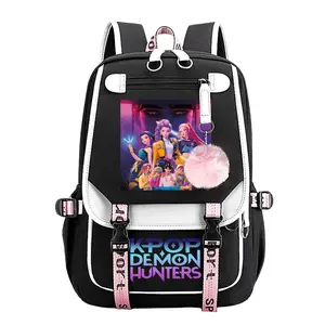 KPop Demon Hunters Group Backpack for Teens, Large Capacity Laptop School Bag For Boys & Girls, Breathable S-Shaped Padded Mesh Straps, Multi Pocket Waterproof Bookbag Back to School Gift for Kpop & Anime Fans