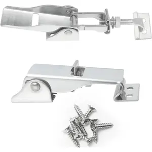 2PCS 304 Stainless Steel Adjustable Spring Loaded Toggle Draw Latch Clamp Lock with Screws for Cabinet Boxes