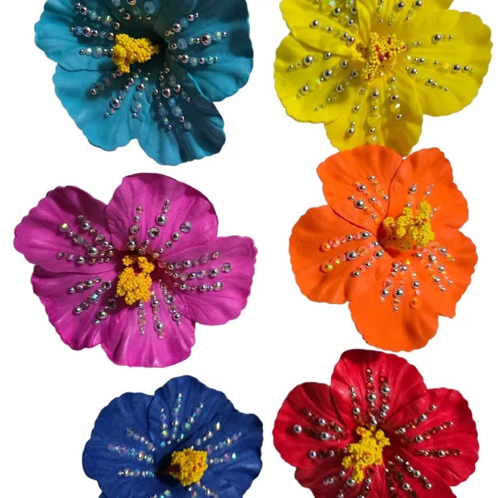 Sparkly Hibiscus Flower Hair Clip | Rhinestone Tropical Hair Accessory | Handmade Hawaiian Flower Clip | Beach Wedding Hair Piece | Tropical Luxe Collection