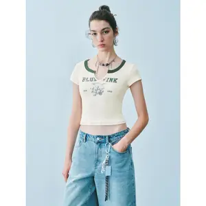URBAN REVIVO 2026 Lady's Cotton Streetwear Round Neck Short-Sleeve T-Shirt - Thin, Casual, Skinny-Fit Cropped Top summerwins