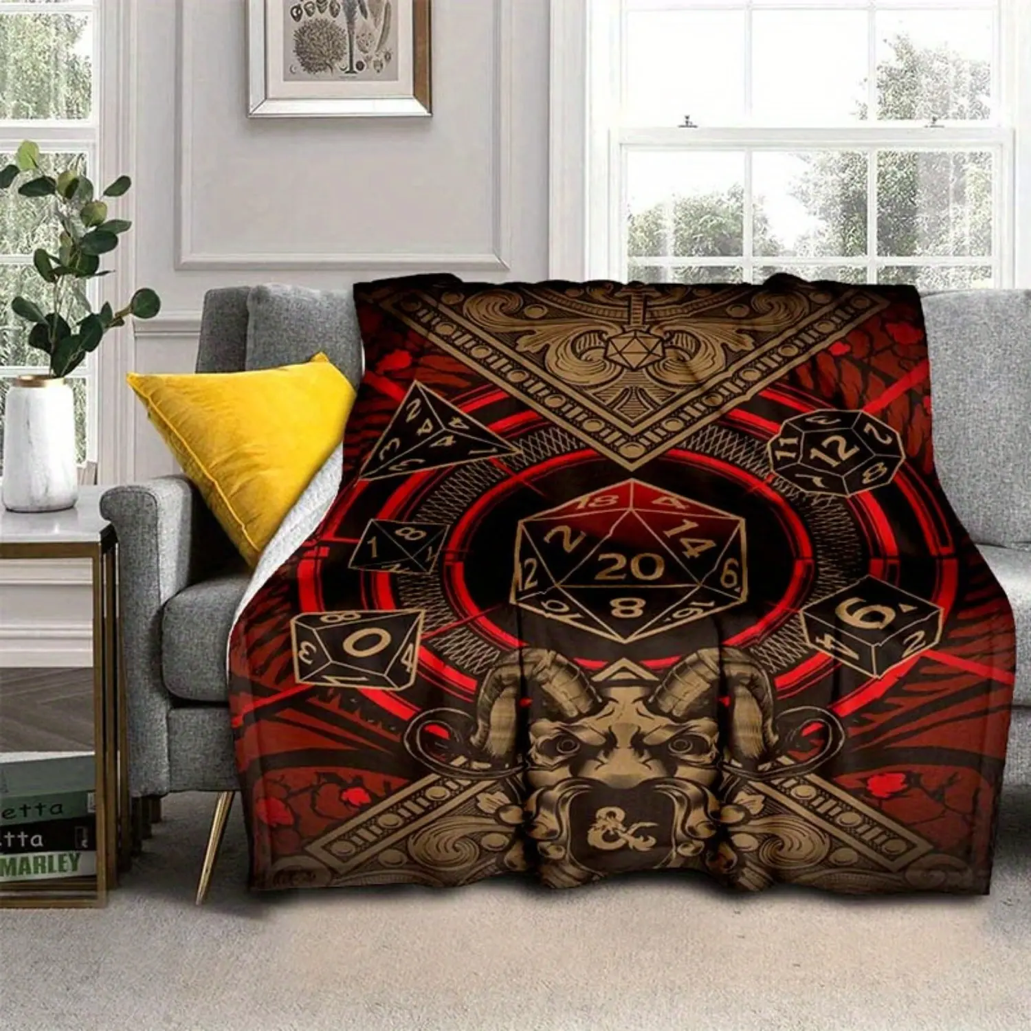 D&D Art Print Square Blanket, Multi-Size Ultra-Soft Polyester, Vibrant Colors (30X40in（76×100Cm）,40X50in（100×130Cm）,60X80in（150×200Cm）), Gamer Gift for Office Naps-Outdoor Adventures, Home-Festive Decor Supply