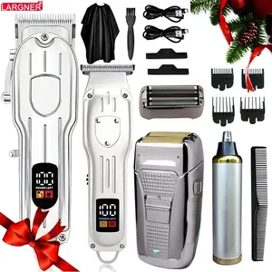 4 in 1 Hair Cutting Kit, 1 Set Professional Hair Clippers & Shaver with Digital Display, Cordless Beard Trimming Tool for Men, Rechargeable Hair Grooming Set, Multifunctional Hair Trimmer
