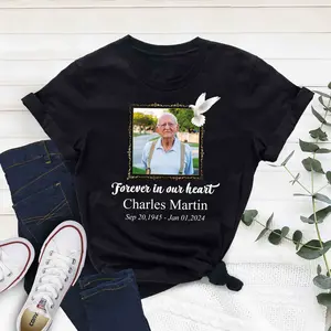 Personalized Memorial Photo Shirt, Custom Funeral Photo Shirts, Rest In Peace Shirts, Forever in Our Heart Shirt, Custom Last Photo Shirts