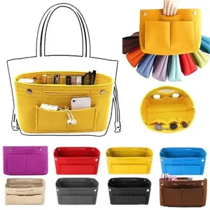 3 Sizes Cosmetic Felt Purse Organizer Insert Bag Storage Bags Multi-Pocket Organizer Purse Handbag Travel