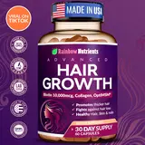 Rainbow Nutrients 24-in-1 Advanced Hair Growth Supplement with Biotin 10,000 mcg, Collagen & Saw Palmetto, Supports Hair Loss, Fuller Hair, Skin & Nails, 30-Day Supply