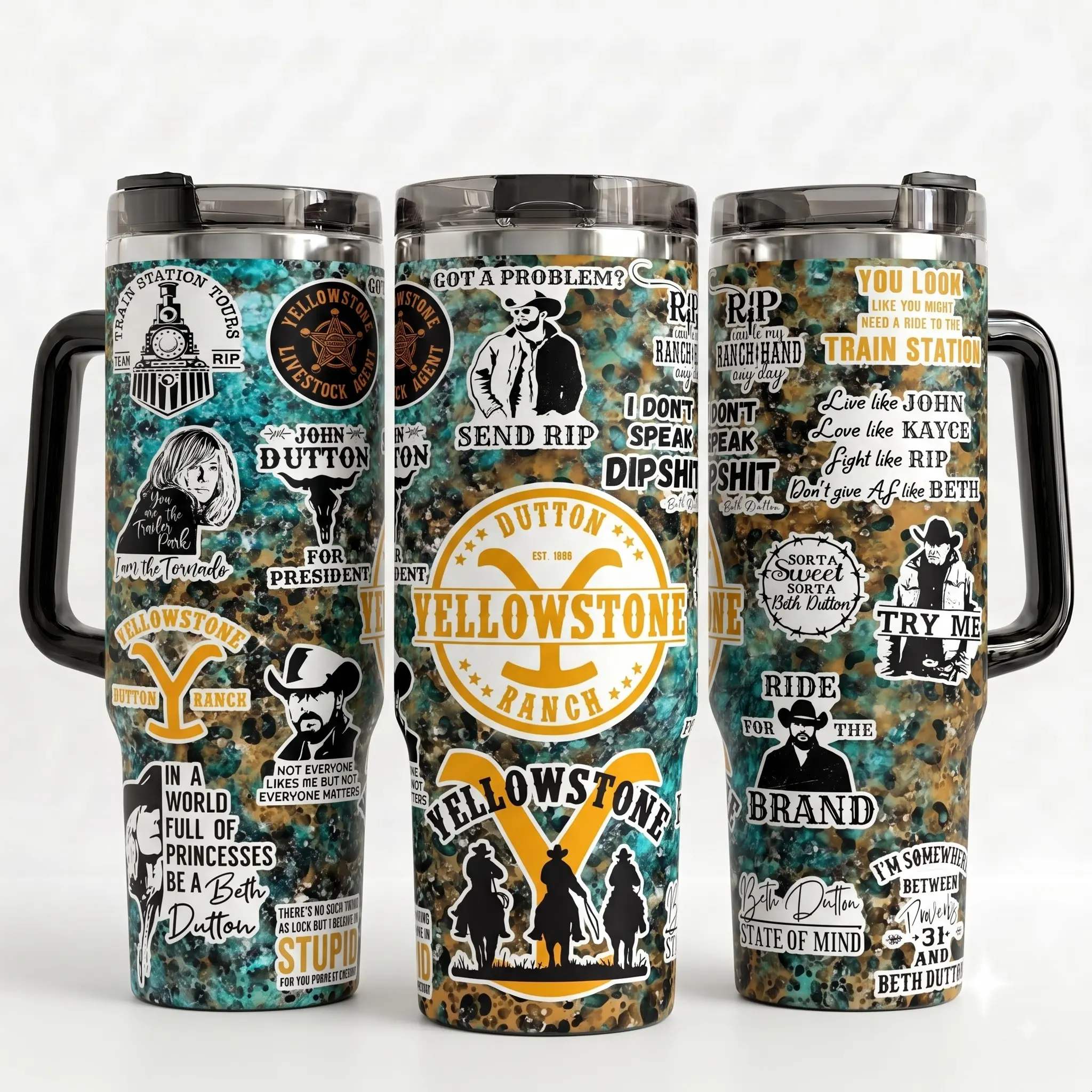 Yellowstone Ranch Dutton Collection Tumbler, Rip Beth Kayce Fan Cup, Western Cowboy Movie Inspired Travel Mug, 20oz 30oz 40oz Insulated Gif