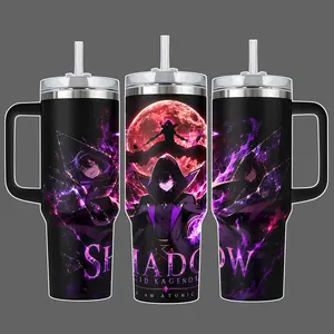 The Eminence in Shadow Cid Kagenou Anime Tumbler Cup, I Am Atomic Shadow Garden Purple Full Wrap Stainless Steel Insulated Tumbler 20oz/40oz with Straw Lid, 40oz Handle Option
