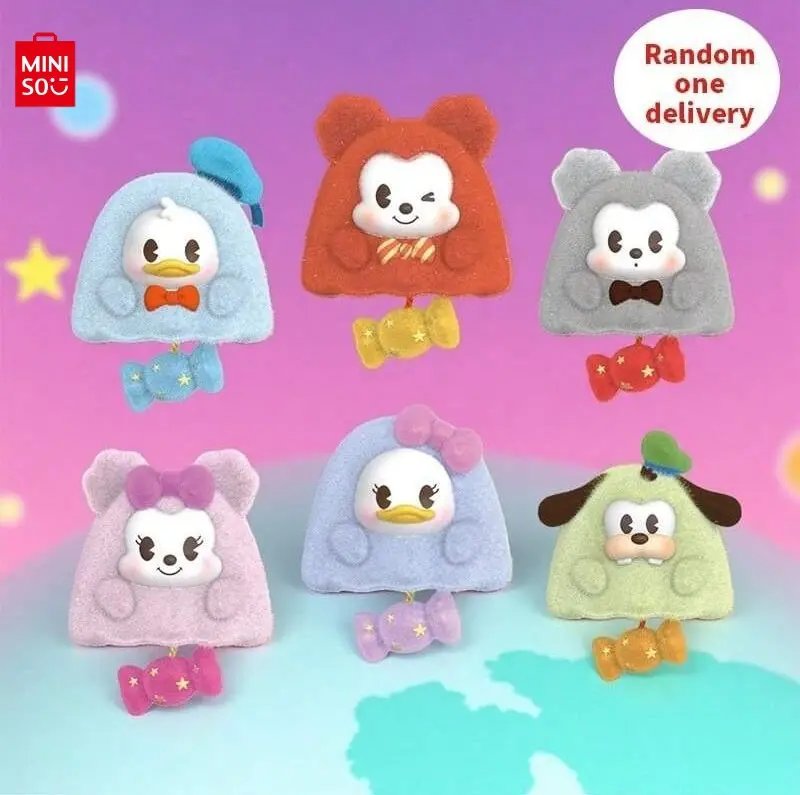 MINISO Disney Mickey Plush Stuffed Animal Keychain Blind Box - Surprise Cartoon Characters Adorable Key Accessory, Children's Developmental Decor, Birthday Gift for Disney Fans, Back To School