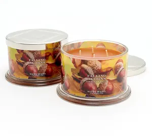 HomeWorx by Slatkin & Co. S/2 Falling Acorns 18oz Candles