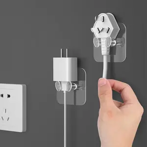 Wall Mounted Storage Hook, 10pcs Punch-free Power Plug Socket Holder, Kitchen Stealth Hook, Wall Adhesive Hanger for Home Bathroom