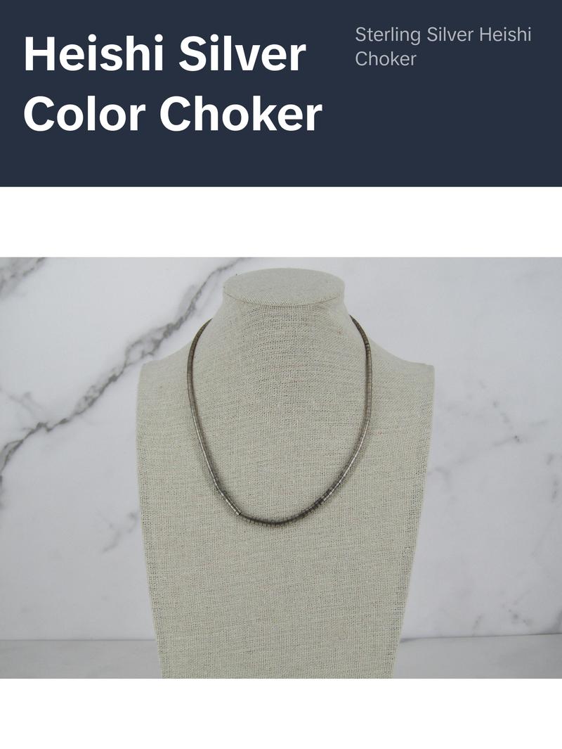 Heishi Silver Choker Necklace
