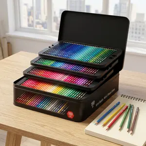 168+12 Metallic Colored Pencils Set | 180 Premium Soft Core Coloring Pencils for Adults | Organized in Presentation Tin Case