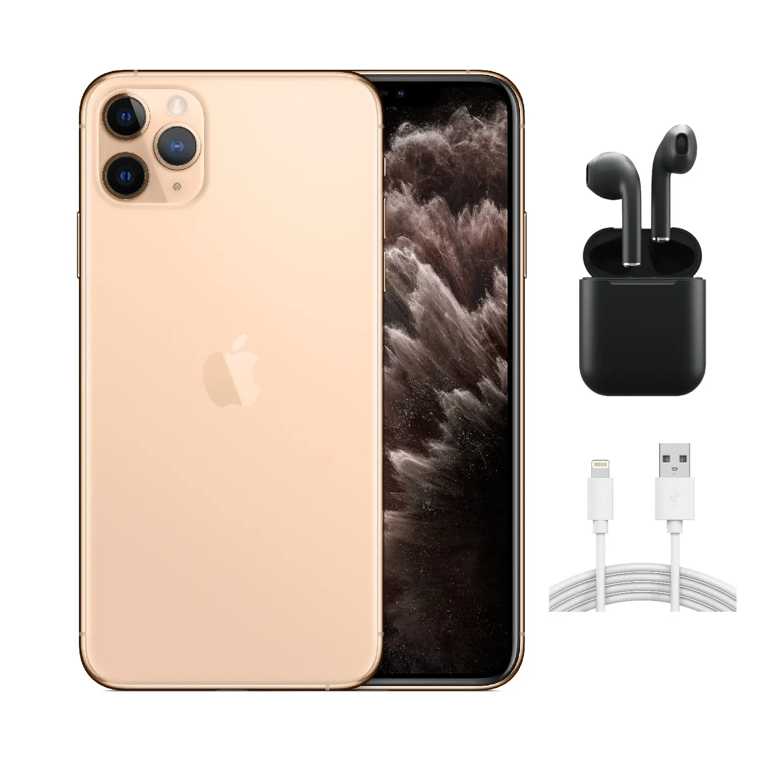 Refurbished iPhone 11 Pro Max (Unlocked)-Excellent Condition with Wireless Earbuds & 1 Year Warranty  A2161