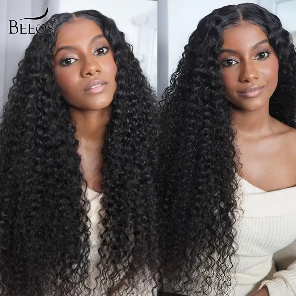 BEEOS 20 Inch 5x5 HD Lace Closure Wigs Wear To Go Glueless Water Wave Wig SKINLIKE Real HD Lace Closure Wig 250% Density Human Hair Pre Plucked Natural Black Real Human Hair for Women Beginnner Friendly Budget Friendly SummerVibes