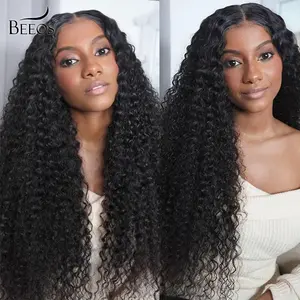 BEEOS 20 Inch 5x5 HD Lace Closure Wigs Wear To Go Glueless Water Wave Wig SKINLIKE Real HD Lace Closure Wig 250% Density Human Hair Pre Plucked Natural Black Human Hair for Women Beginnner Friendly Budget Friendly