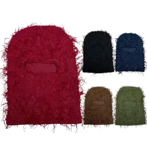 Winter Distressed Knit Full-Face Balaclava Ski Mask for Men and Women