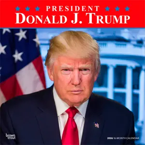 President Donald J. Trump | 2026 12 x 24 Inch (Hanging) Monthly Square Wall Calendar | Plastic-Free | BrownTrout | Celebrity Apprentice Tower Republican POTUS