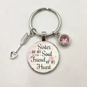 Sister of My Soul Keychain - Stylish Pink Charm Design, Perfect Gift for Sister or Best Friend, Durable and Long-lasting - Fashion Accessories, Costume Jewelry & Accessories, Keychains