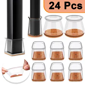 24 PCS Chair Leg Floor Protectors - Felt & Silicone Non-Slip Pads for Wood Flooring, Tile Floors & Hard Flooring, Furniture Feet Covers Anti-Scratch & Noise Proof Floor Protectors