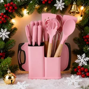 19-Piece Silicone Kitchen Utensil Set, Includes Knives Spoons Ladles, Best Christmas Gift for Housewives, Dishwasher Safe Cooking Tools, Silicone Spatula Set
