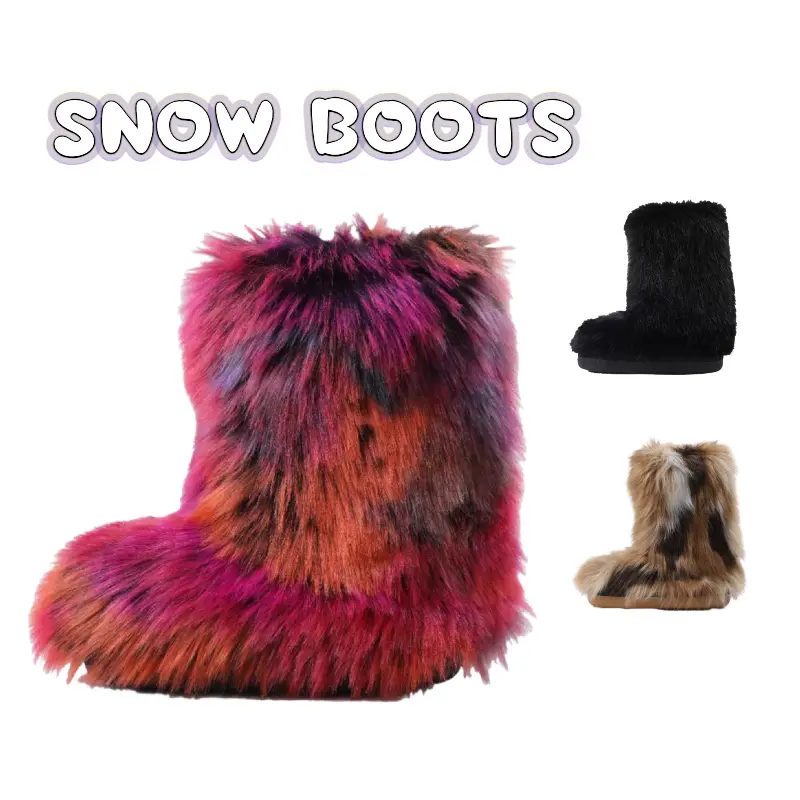 Women's Winter Boot Shoes - Knee High, Chic Cute Plush Fabric Outdoor Wear, Multi-Color Warm Comfortable Snow Boots
